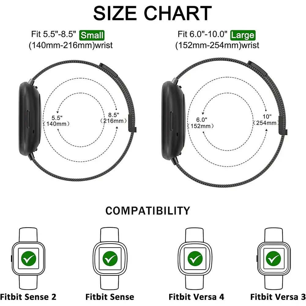 Fitbit Versa & Sense Magnetic Steel Band - Elegant Design - SJB-DIAMOND ELITES