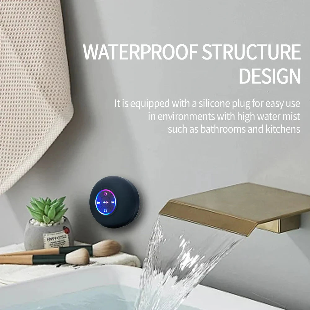 Mini Bluetooth Speaker Shower Subwoofer with Color LED Waterproof Handsfree Loudspeaker Music For Bathroom Pool Beach Car Phone Lootquake LLC