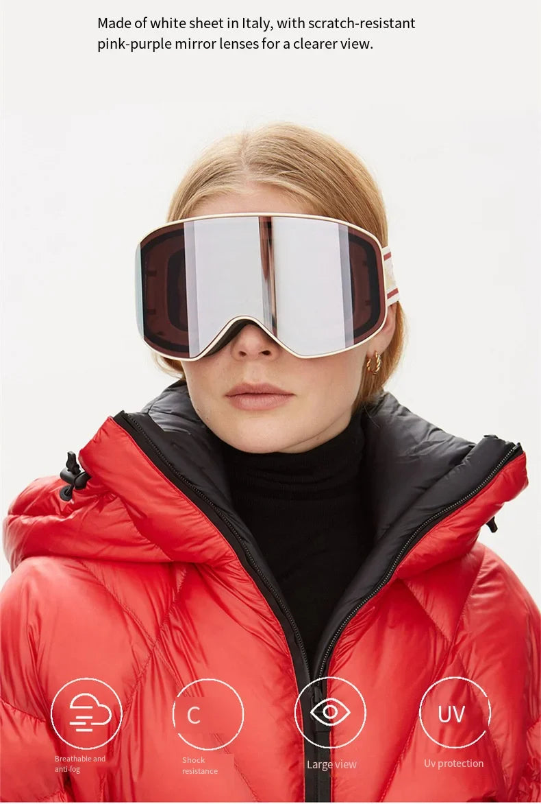 Ski Snowboard Goggles Women Men Skiing Eyewear Mask UV 400 Snow Double Anti-Fog Cylindrical - SJB-DIAMOND ELITES