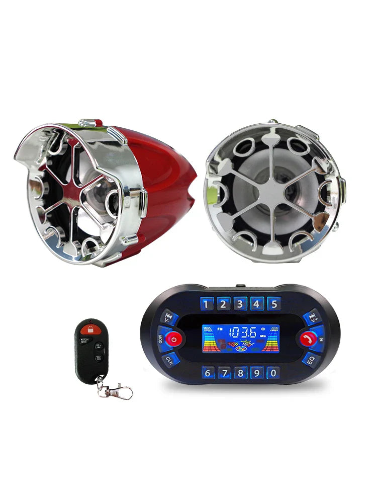 Motorcycle Bluetooth Speaker Amplifier Output 2.1A Music MP3 Player Burglar Alarm Siren USB Stereo Loud Speaker FM Radio MT730 Lootquake LLC