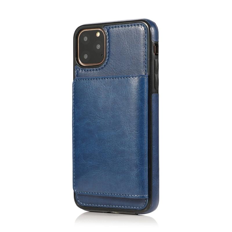 Leather Wallet Case For iPhone 11 Pro Max XS Max XR X 8 7 6S 6Plus 5 5S With Stand Card Pocket Case Cover Shockproof Texture PU Leather  Wallet Cover Stevvex
