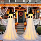 Lighted Spooky Ghost Decor Scary Standing Ghost with LED String Lights Home Porch Garden Yard Lawn Party Halloween Decorations Lootquake LLC