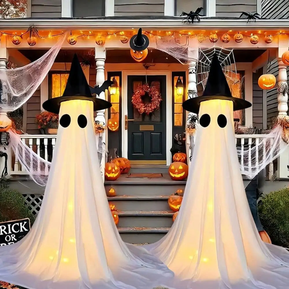 Lighted Spooky Ghost Decor Scary Standing Ghost with LED String Lights Home Porch Garden Yard Lawn Party Halloween Decorations Lootquake LLC