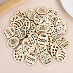 25/50Pcs Easter Eggs Wooden DIY Craft Hanging Ornaments Hollowed Wood Chips Happy Easter Party Decorations For Home Kids Gift Lootquake LLC