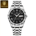 POEDAGAR Business Men's Watch Waterproof Luminous Stainless Steel Date Week Watches For Man Fashion Luxury Quartz Men Wristwatch