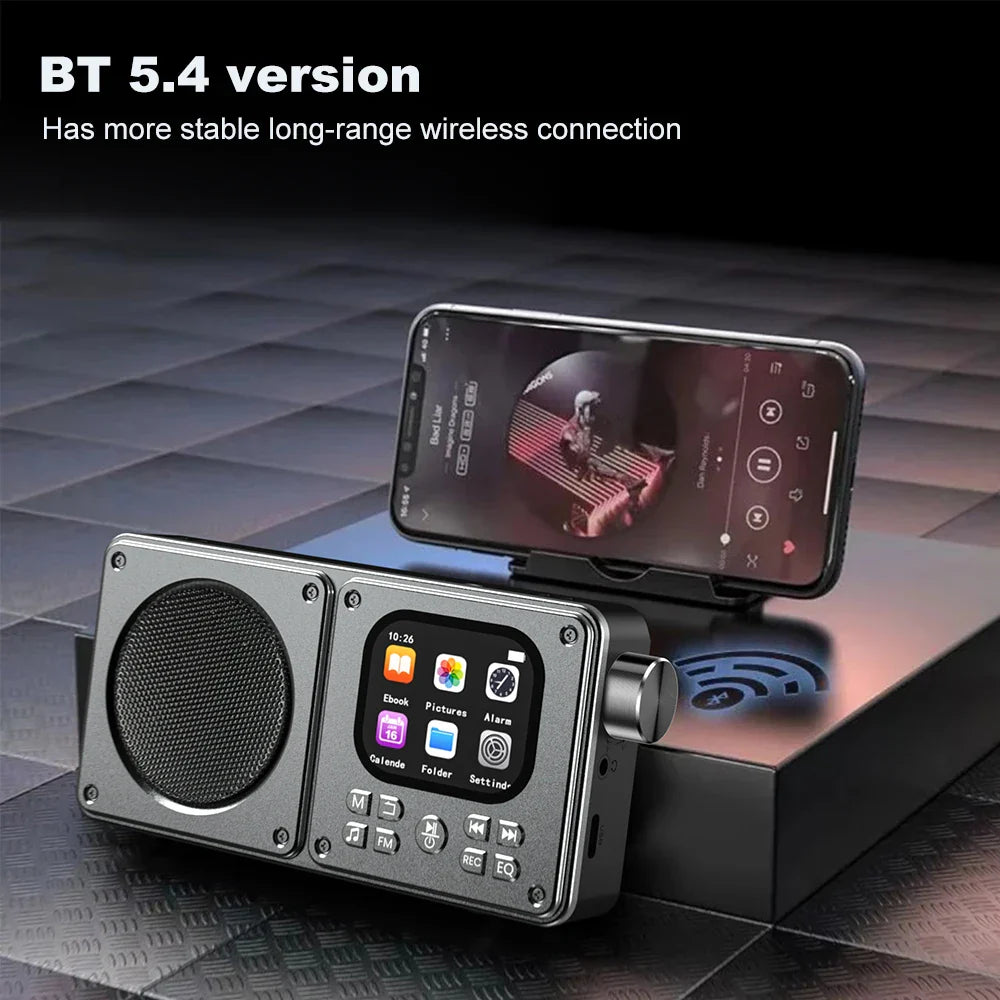 Wireless Bluetooth5.4 Speakers 87.5-108MHz Portable FM Radio Outdoor Radio MP3 Music Player Support Earphone TF Card Video Clock Lootquake LLC