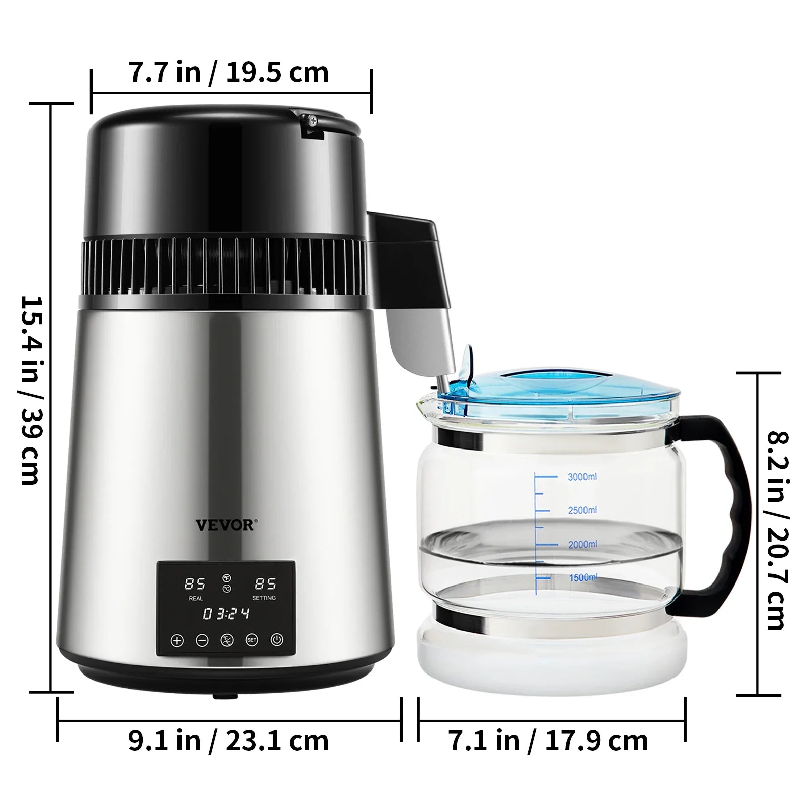 SucceBuy 4L Water Distiller Purifier Filter Dispenser Drinking Bottle Softener Temp Display Overheat Protection Home Appliance Lootquake LLC