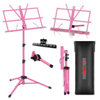 Adjustable All Metal Foldable Bookstand Portable Sheet Music Holder Pink Desktop Book Stands for Musical Instruments-MUS FLD PNK Lootquake LLC