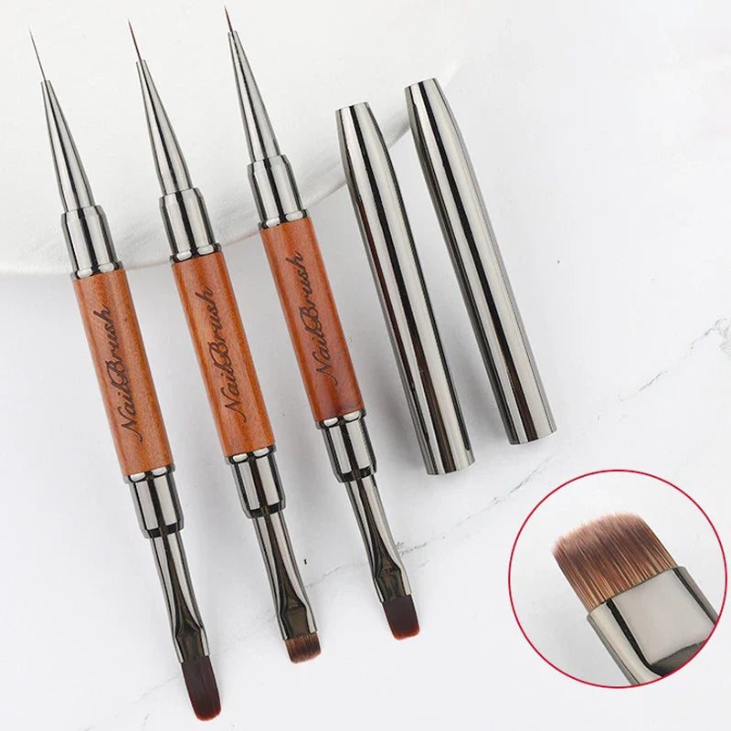 New Dual-ended Nail Brush Acrylic Nail Art Brushes Professional UV Gel Nail Polish Liner Flower Painting Drawing Manicure Tools Lootquake LLC