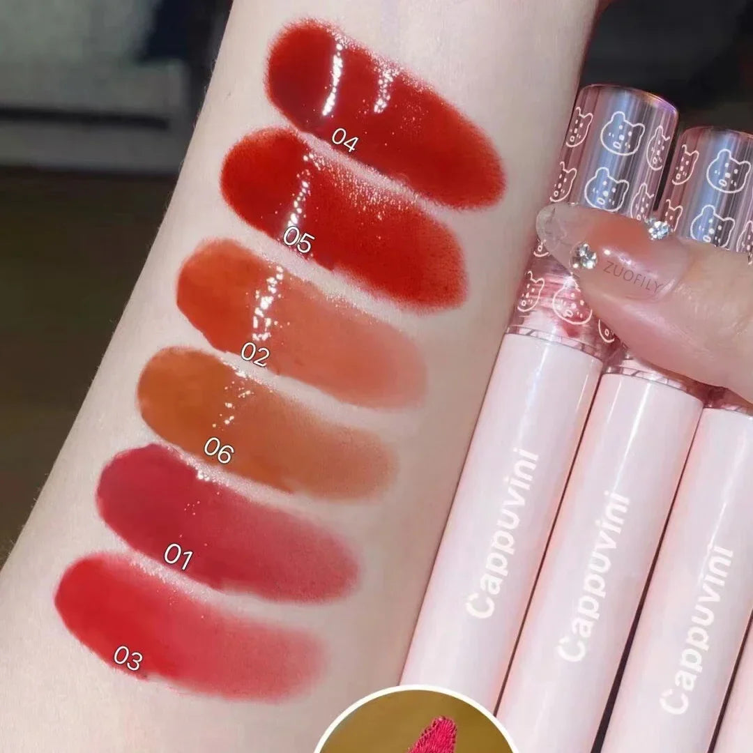 Cherry Pink Mirror Water Lip Gloss Lip Glaze Transparent Glass Lip Oil Waterproof Liquid Lipstick Nude Brown Clear Tint Makeup Lootquake LLC