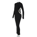 Hawthaw Women 2023 Autumn Winter Long Sleeve Party Club Streetwear Bodycon Black Long Dress Wholesale Items For Business