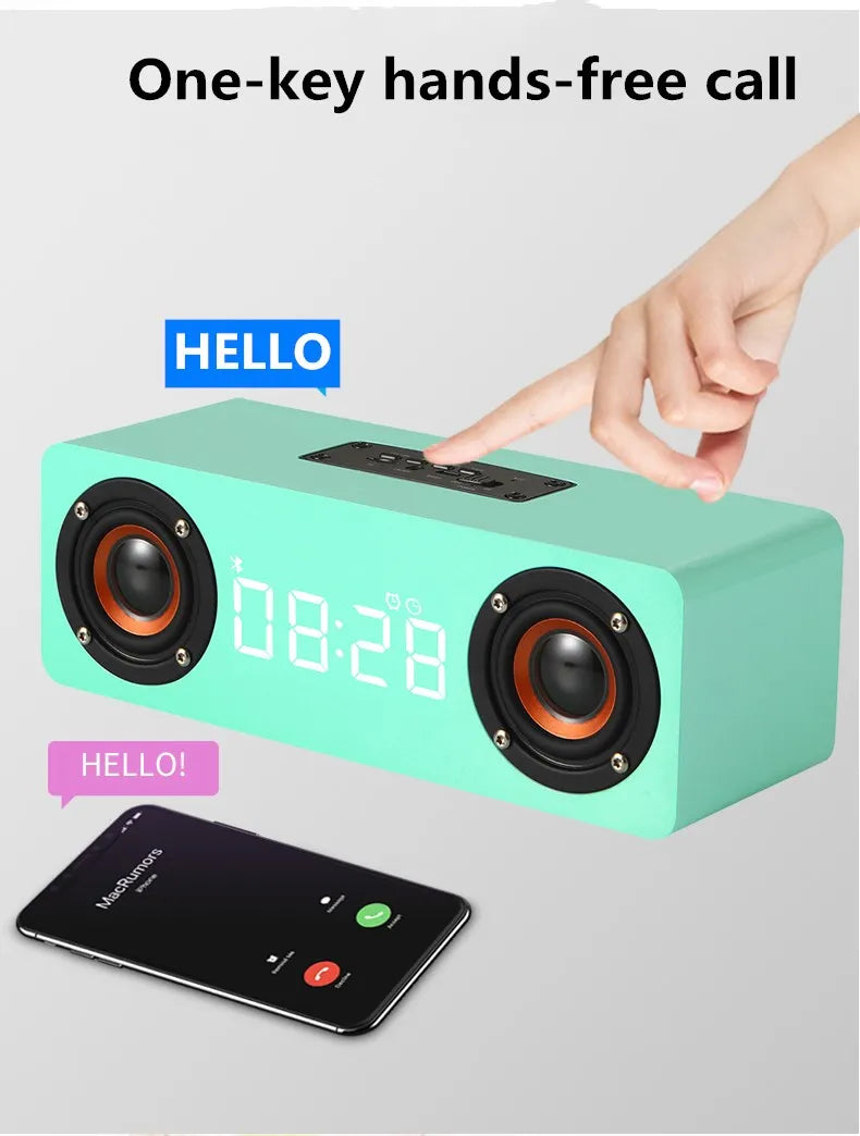 Wooden Bluetooth Speaker Portable Wireless Subwoofer Clock Soundbox Home Computer Echo Wall Soundbar HiFi Stereo TF AUX U Disk Lootquake LLC