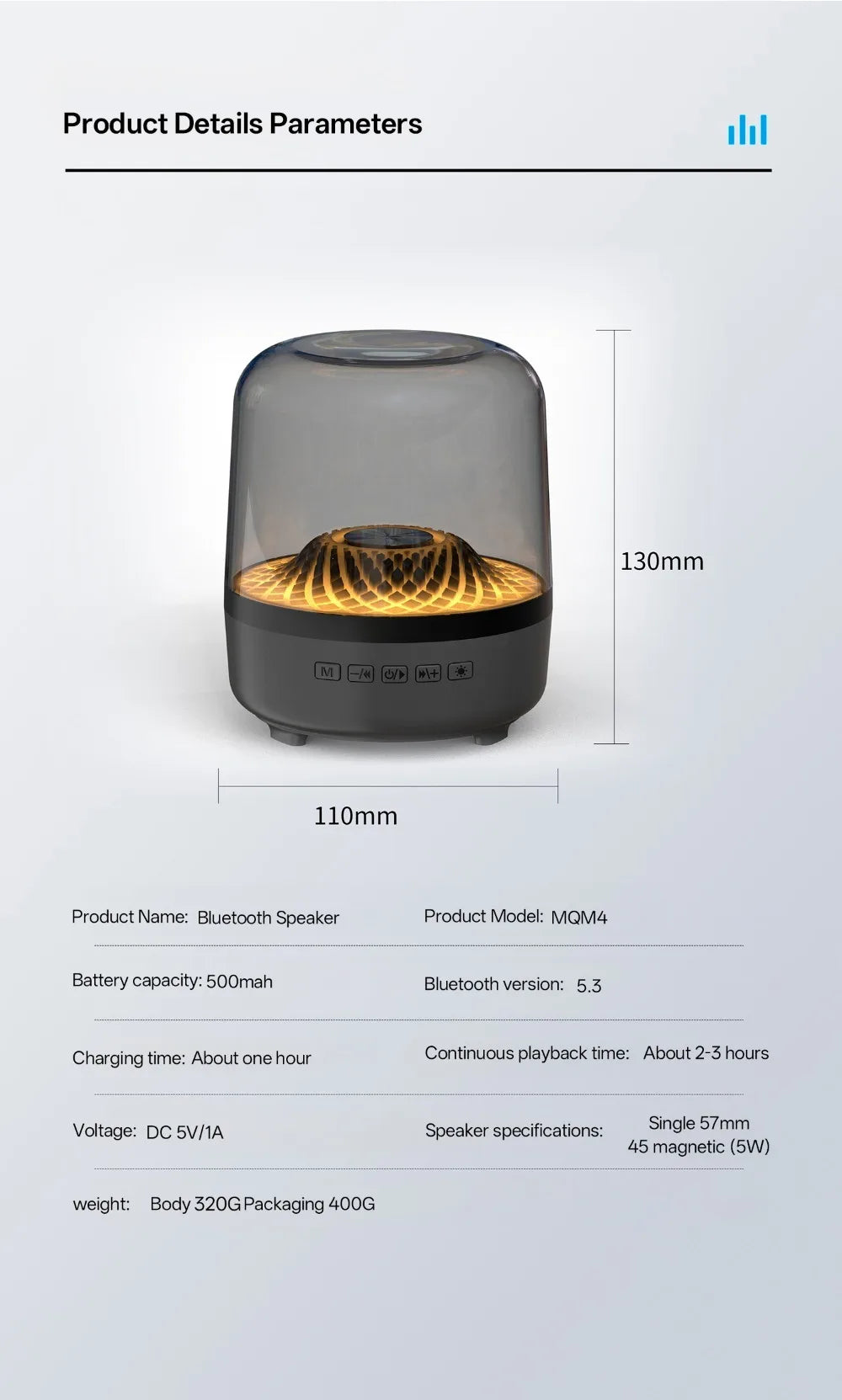 Portable Bluetooth 5.3 Breathing Lamp Speakers 3D Hi-Fi  Audio Subwoofer Outdoor Loudspeaker Music Surround Bass Box Speaker Lootquake LLC