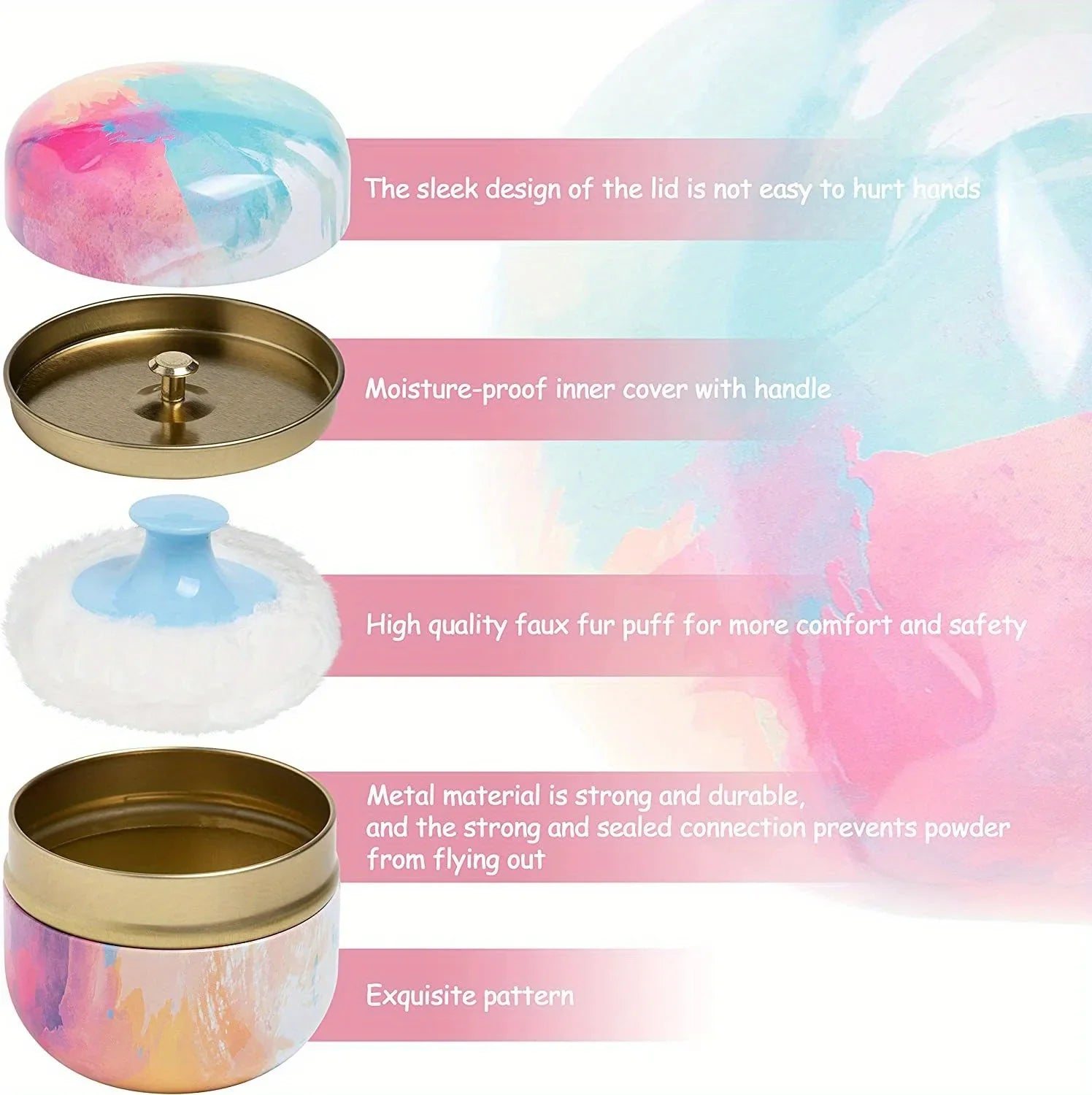 Powder Puff and Powder Container for Body Dusting Powder Case with Puff fo Women Loose Powder Containers with Puff for Travel Lootquake LLC