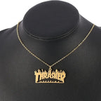 Men Hip Hop Full Rhinestone King Queen Pendants Necklaces Bling Bling Iced Out Cuban Link Chain Hiphop Necklace Men Jewelry Gift