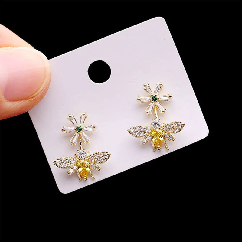 Huitan Delicate Bee Earrings Women for Wedding Engagement Good Quality Ear Accessories Dance Party Funny Earrings Trendy Jewelry Lootquake LLC