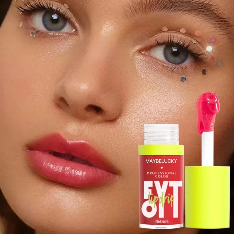 Glitter Lip Gloss Lip Plumper Moisturizing Makeup Nutritious Liquid Lipstick Transparent Cherry Mineral Non-stick Cup Lip Oil