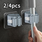 2/4PCS Home Storage Rack Bathroom Suction Hanging Pipe Traceless Hooks Wall Mounted Mop Organizer Holder Waterproof Broom Hanger Lootquake LLC