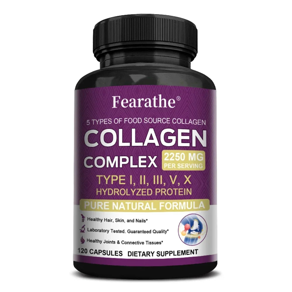 Multi-Collagen Capsules for Men and Women - Hydrolyzed Type I II III V X for Skin, Hair, Nails, Bones, Joints, Nutrition Lootquake LLC