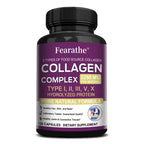 Multi-Collagen Capsules for Men and Women - Hydrolyzed Type I II III V X for Skin, Hair, Nails, Bones, Joints, Nutrition Lootquake LLC