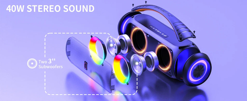 Portable Bluetooth Wireless Speaker, Loud Boombox Speaker with Subwoofer, Powerful Deep Bass Stereo Sound, IP65 Waterproof Lootquake LLC