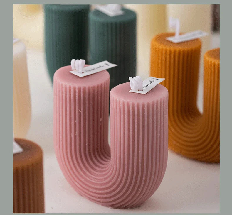 U Shaped Candle Scented Candles Ribbed Aesthetic Home Decorative Candles Smokeless Personalized Candles Guest Gift Lot Lootquake LLC