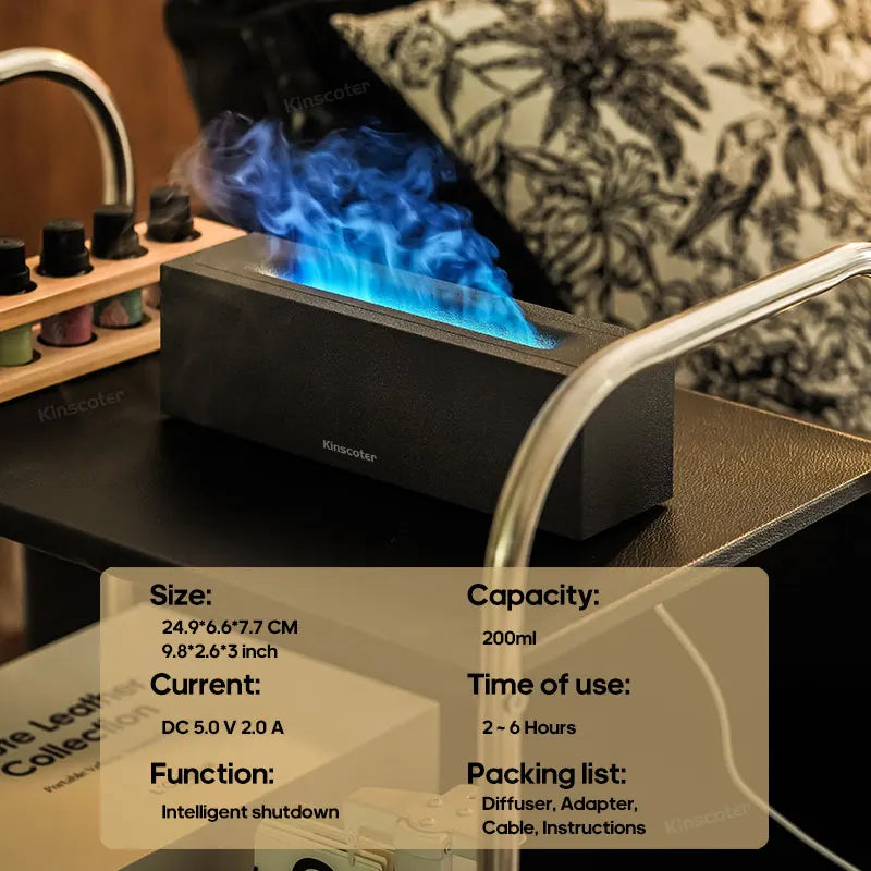 KINSCOTER Flame Aroma Diffuser Air Humidifier Ultrasonic Cool Mist Maker Fogger LED Essential Oil Lamp Realistic Fire Difusor Lootquake LLC