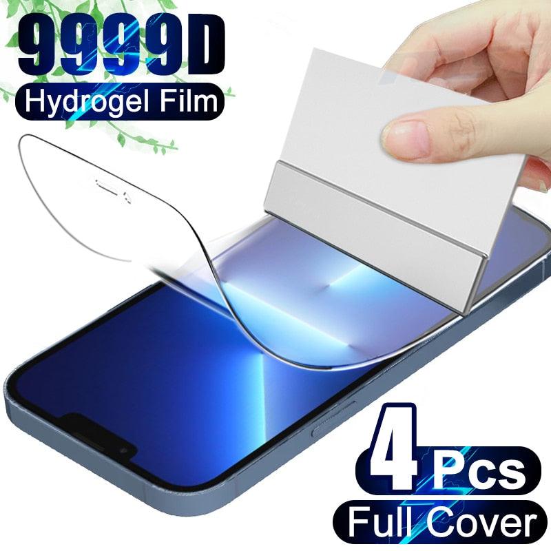 4PCS Film For iPhone 13 12 11 14 Pro Max Full Cover Screen Protector For iPhone X XR XS Max 6 7 8 14 Plus SE Not Glass Anti-Scratch Shockproof Protection Screen Cover Shield Stevvex