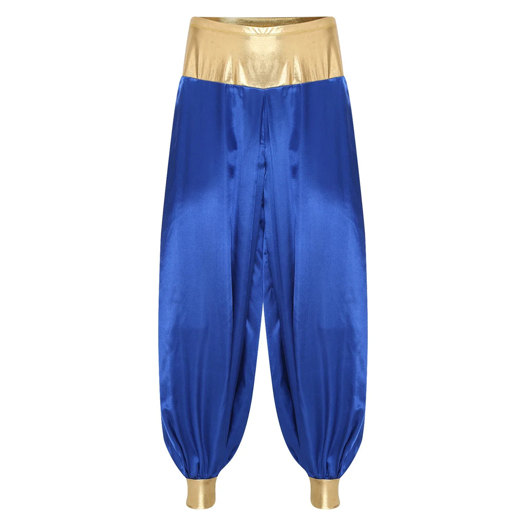 Halloween Men Arabian Indian Prince Cosplay Costume Stain Shiny Harem Trousers Arab Costume Carnival Dress Up Lantern Long Pants Lootquake LLC
