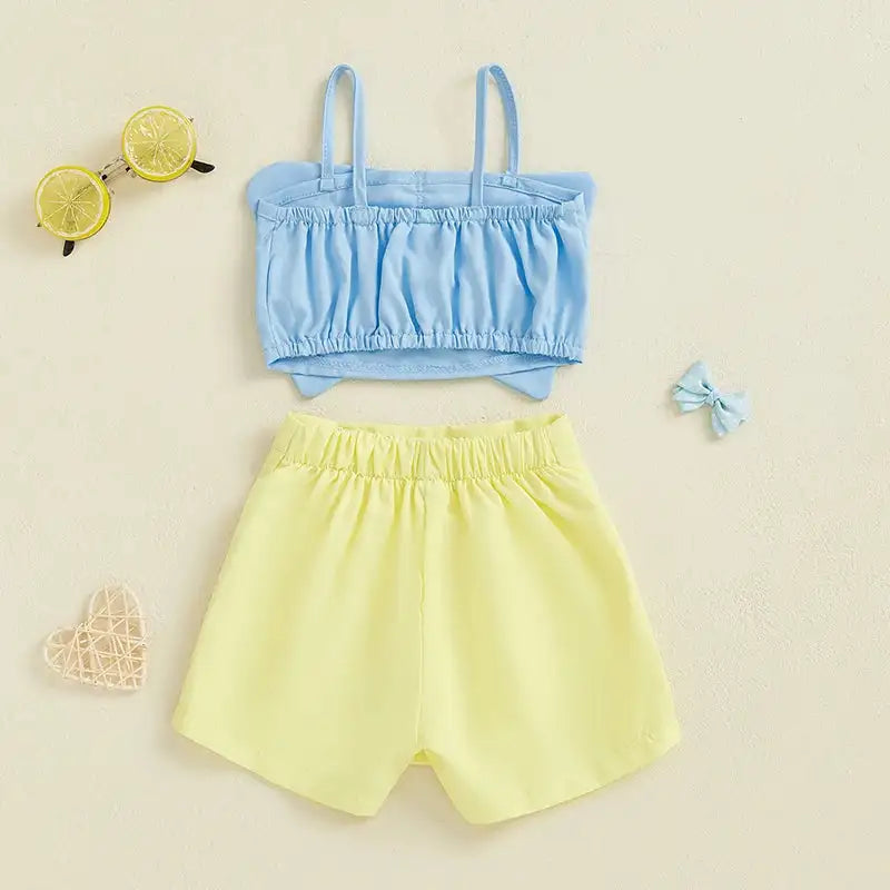 Adorable Baby Girl Sleeveless Top and Shorts Set with Cute Butterfly Print for Summer Outfit 2 Pieces Set