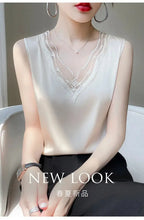 new woman clothing vest camis Tank top women's suit bottom lace lining 2024 summer new silk satin sleeveless top suspender vests
