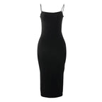 Black Backless Bodycon Maxi Dress | Gothic Spaghetti Strap Dress -femstylo