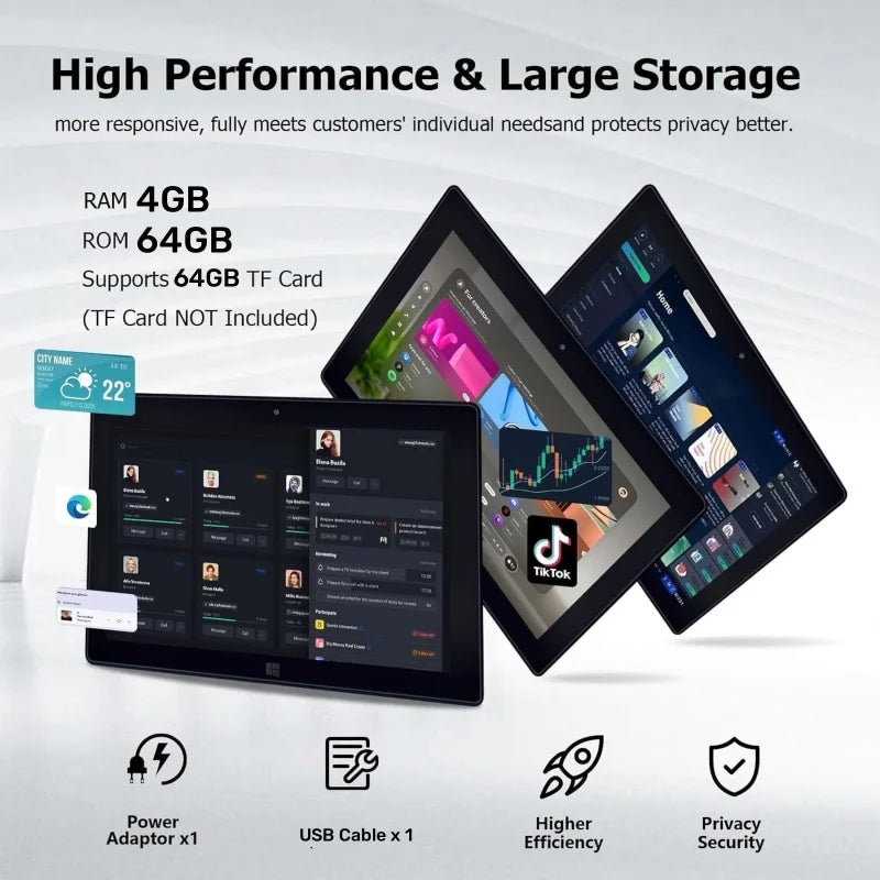 WINDOWS 11 Tablet PC 10.1 INCH 4GB DDR RAM 64GB ROM N3350 CPU 1920 x 1200 IPS Screen WIFI  Quad Core Dual Camera HDMI-Compatible Lootquake LLC