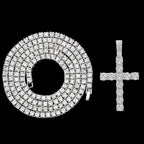 Hip Hop Cross Pendant Necklace Strap 4mm Zircon Tennis Chain Iced Out Sparkling Necklace Men Women Punk Jewelry Fashion Gift Lootquake LLC