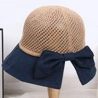 Summer Women Bucket Hat UV Protection Sun Hats Soft Foldable Wide Brim Outdoor Beach Hat Panama Cap Ponytail Cap
