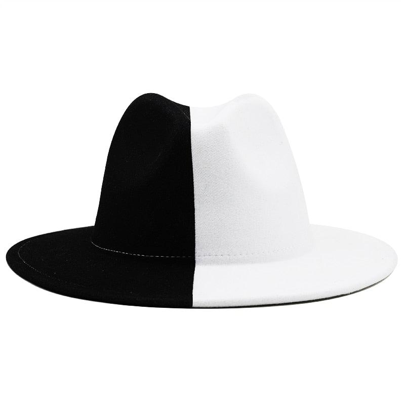 Black White Modern Unisex Fedora Hat Women Unisex Wide Brim Party Cowboy Cap Men Gentleman Wedding Hat Two Colors Fedora Hat Solid Color Wide Brim Winter Autumn Hat Stevvex