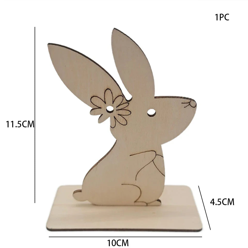 1pc Easter Wooden Egg Ornament Hollowed Rabbit Crafts For Easter Home Table Decorations Kids Handmade DIY Painting Gifts Supply Lootquake LLC