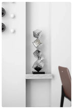 Stainless Steel Geometric Modeling Statues Modern Simple Luxury Living Room Entrance Hall Lobby Creative Sculptures Home Decor Lootquake LLC