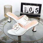 Women's slippers in summer 2024 wear sandals with thin heels high heels buckle is simple elegant black Women shoes Lootquake LLC