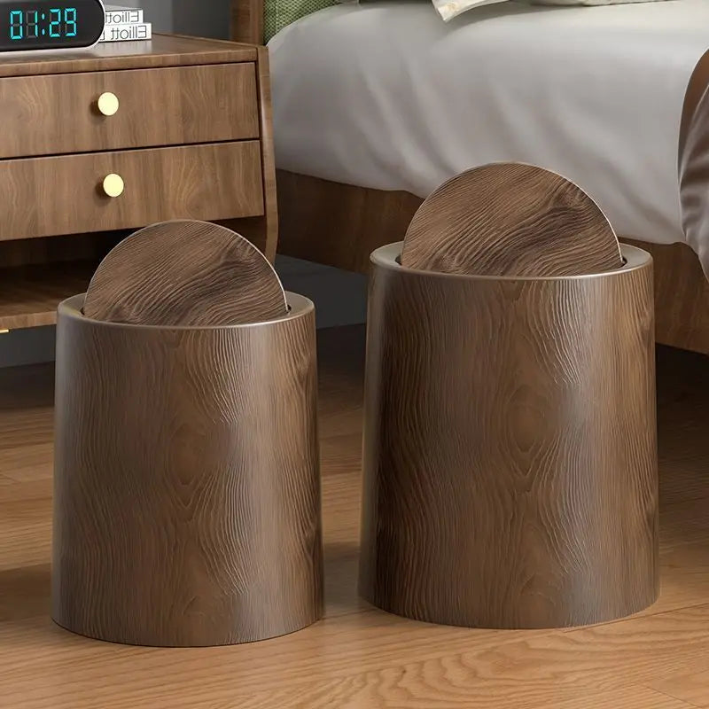 Large Wooden Trash Can for Office Living Room Bathroom Home Kitchen Vintage Retro Waste Bin