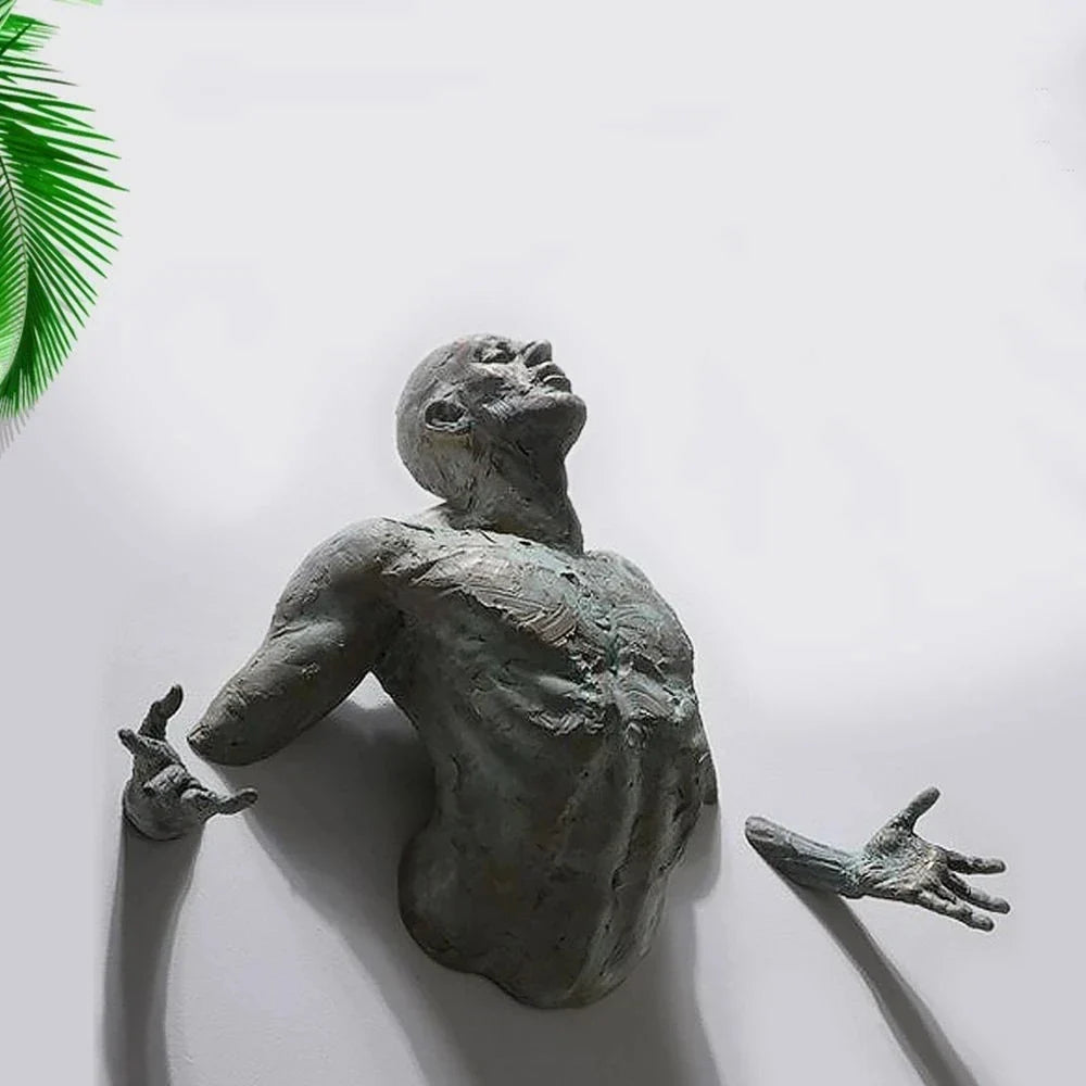 Creative Imitation Copper Wall Sculptures Statue For Unique Touch Resin Rock Climbing Man Background Wall Art 3D Through Wall Lootquake LLC