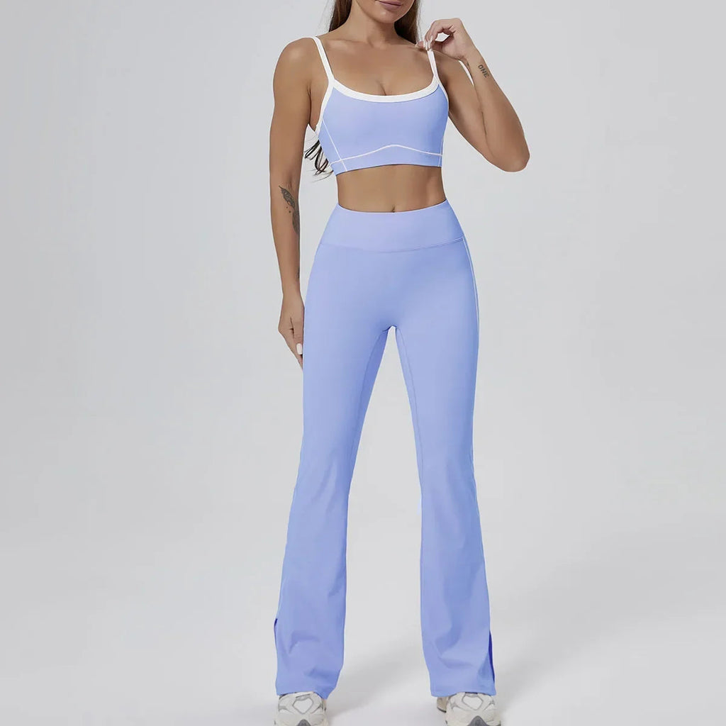 FlareLift Yoga Set: High-Waist Pants & Backless Bra THRIXINE