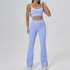 FlareLift Yoga Set: High-Waist Pants & Backless Bra THRIXINE
