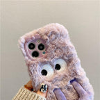 3D Cute Hairy Fluffy Fur Plush Winter Warm Phone Case For iPhone 14 13 12 11 Pro Max Plus Soft Cartoon Back Cover  Cute Fuzzy Furry Case Fashion Luxury Case Stevvex