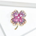 Cross border popular imitation emerald rhinestone four leaf clover brooch chest flower retro brooch