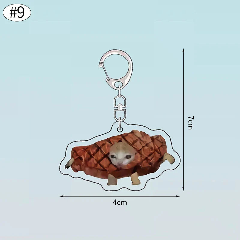 Funny Banana Cat Key Chain Creative Acrylic Happy Cats Schoolbag Pendant Bag Accessories DIY Mobile phone Lanyard Student Gift Lootquake LLC