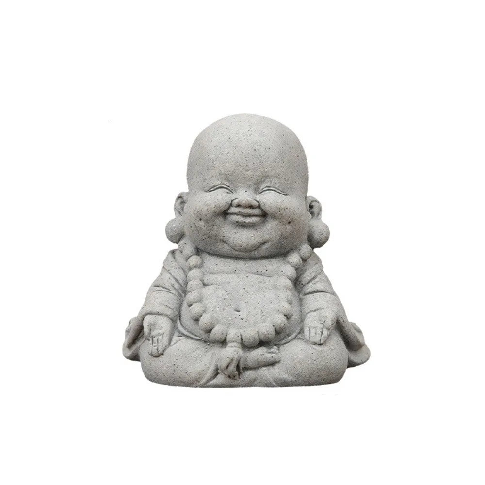 Chinese Style Fat Smiling Buddha Ornament Green Sandstone Cartoon Buddha Sculpture Buddha Statue Hand Carved Lootquake LLC
