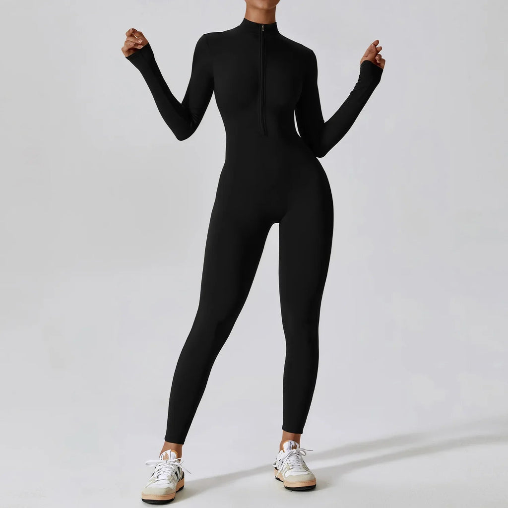 Yoga Jumpsuit Long Sleeved Zipper Rompers THRIXINE