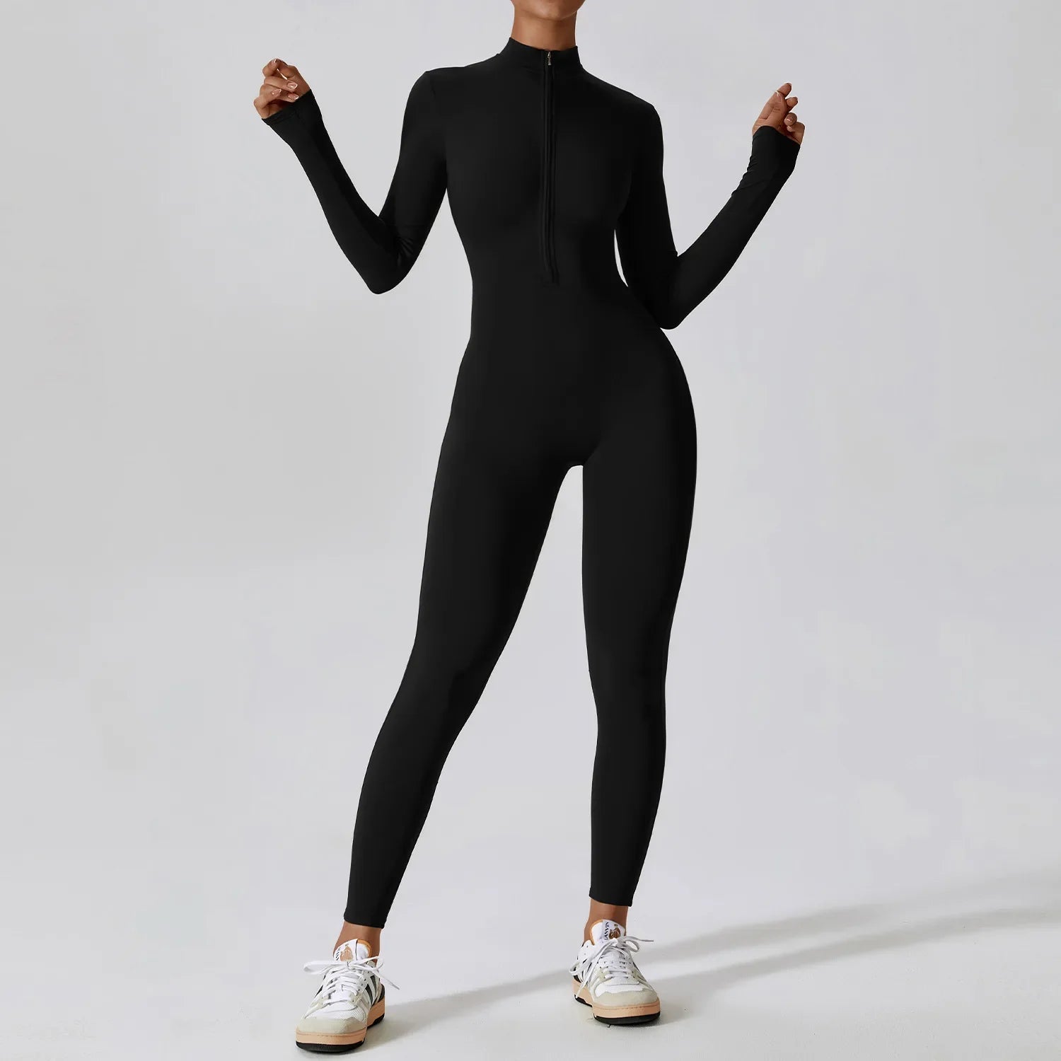 Yoga Jumpsuit Long Sleeved Zipper Rompers THRIXINE