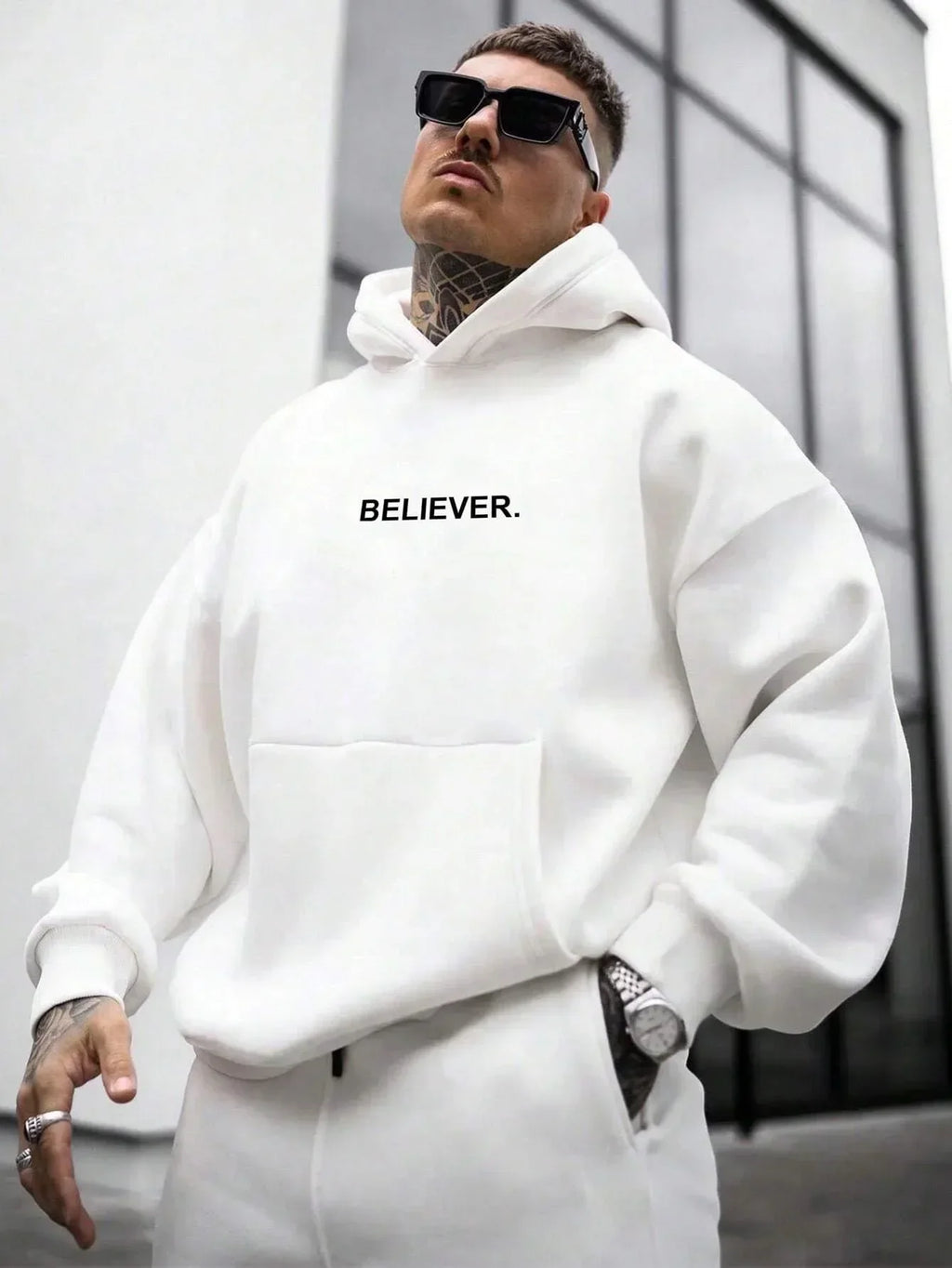 Devotee Letter Printed Hoodie - Trendy Sportswear Pi-Mart